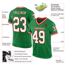 Загрузить изображение в средство просмотра галереи, Custom Grass Green White-Red Mesh Authentic Throwback Football Jersey
