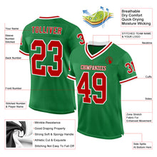 Load image into Gallery viewer, Custom Grass Green Red-White Mesh Authentic Throwback Football Jersey
