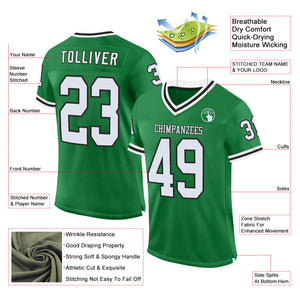 Custom Grass Green White-Black Mesh Authentic Throwback Football Jersey