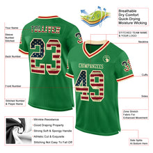 Charger l&#39;image dans la galerie, Custom Grass Green Vintage USA Flag Cream-Red Mesh Authentic Throwback Football Jersey
