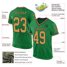 Загрузить изображение в средство просмотра галереи, Custom Grass Green Old Gold-Black Mesh Authentic Throwback Football Jersey
