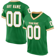 Charger l&#39;image dans la galerie, Custom Grass Green White-Old Gold Mesh Authentic Throwback Football Jersey
