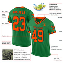 Загрузить изображение в средство просмотра галереи, Custom Grass Green Orange-Black Mesh Authentic Throwback Football Jersey
