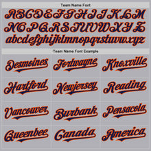 Load image into Gallery viewer, Custom Gray Navy-Orange Mesh Authentic Throwback Baseball Jersey
