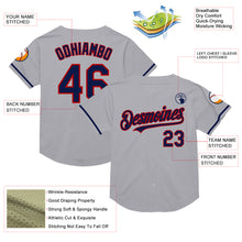 Load image into Gallery viewer, Custom Gray Navy-Red Mesh Authentic Throwback Baseball Jersey
