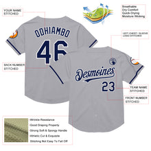 Load image into Gallery viewer, Custom Gray Navy-White Mesh Authentic Throwback Baseball Jersey
