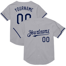 Load image into Gallery viewer, Custom Gray Navy-White Mesh Authentic Throwback Baseball Jersey
