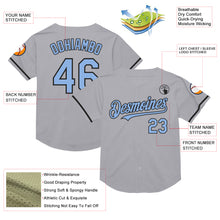 Charger l&#39;image dans la galerie, Custom Gray Light Blue-Black Mesh Authentic Throwback Baseball Jersey
