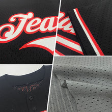 Load image into Gallery viewer, Custom Gray Black Mesh Authentic Throwback Baseball Jersey
