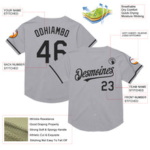 Load image into Gallery viewer, Custom Gray Black Mesh Authentic Throwback Baseball Jersey
