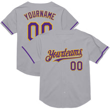 Charger l&#39;image dans la galerie, Custom Gray Purple-Gold Mesh Authentic Throwback Baseball Jersey
