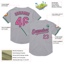 Charger l&#39;image dans la galerie, Custom Gray Pink-Kelly Green Mesh Authentic Throwback Baseball Jersey
