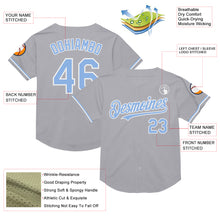 Charger l&#39;image dans la galerie, Custom Gray Light Blue-White Mesh Authentic Throwback Baseball Jersey
