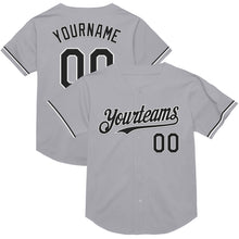 Load image into Gallery viewer, Custom Gray Black-White Mesh Authentic Throwback Baseball Jersey
