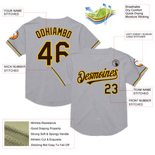 Charger l&#39;image dans la galerie, Custom Gray Brown-Yellow Mesh Authentic Throwback Baseball Jersey
