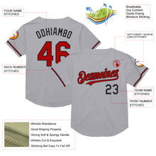 Load image into Gallery viewer, Custom Gray Red-Black Mesh Authentic Throwback Baseball Jersey
