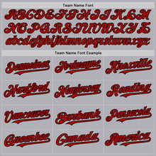 Load image into Gallery viewer, Custom Gray Red-Black Mesh Authentic Throwback Baseball Jersey
