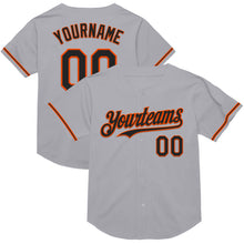 Load image into Gallery viewer, Custom Gray Black-Orange Mesh Authentic Throwback Baseball Jersey
