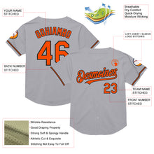 Charger l&#39;image dans la galerie, Custom Gray Orange-Black Mesh Authentic Throwback Baseball Jersey
