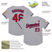 Load image into Gallery viewer, Custom Gray Red-Royal Mesh Authentic Throwback Baseball Jersey
