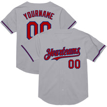 Load image into Gallery viewer, Custom Gray Red-Royal Mesh Authentic Throwback Baseball Jersey
