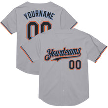 Load image into Gallery viewer, Custom Gray Black Powder Blue-Orange Mesh Authentic Throwback Baseball Jersey
