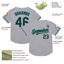 Load image into Gallery viewer, Custom Gray Black-Teal Mesh Authentic Throwback Baseball Jersey
