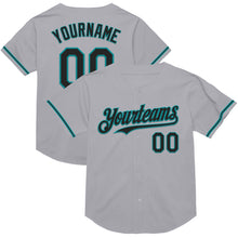 Load image into Gallery viewer, Custom Gray Black-Teal Mesh Authentic Throwback Baseball Jersey
