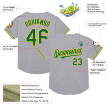 Charger l&#39;image dans la galerie, Custom Gray Kelly Green-Yellow Mesh Authentic Throwback Baseball Jersey
