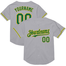 Charger l&#39;image dans la galerie, Custom Gray Kelly Green-Yellow Mesh Authentic Throwback Baseball Jersey
