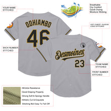 Load image into Gallery viewer, Custom Gray Black-Old Gold Mesh Authentic Throwback Baseball Jersey
