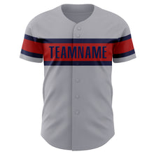 Load image into Gallery viewer, Custom Gray Red-Navy Authentic Baseball Jersey
