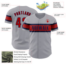 Load image into Gallery viewer, Custom Gray Red-Navy Authentic Baseball Jersey
