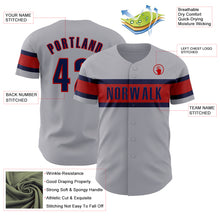 Load image into Gallery viewer, Custom Gray Navy-Red Authentic Baseball Jersey
