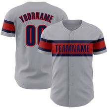 Load image into Gallery viewer, Custom Gray Navy-Red Authentic Baseball Jersey
