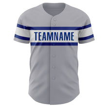 Load image into Gallery viewer, Custom Gray Royal-White Authentic Baseball Jersey
