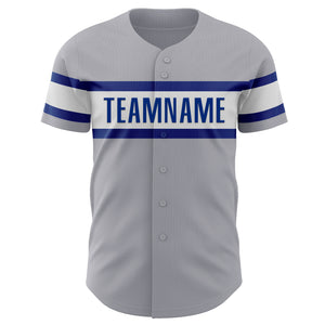 Custom Gray Royal-White Authentic Baseball Jersey