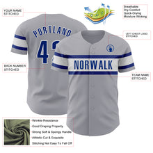 Load image into Gallery viewer, Custom Gray Royal-White Authentic Baseball Jersey
