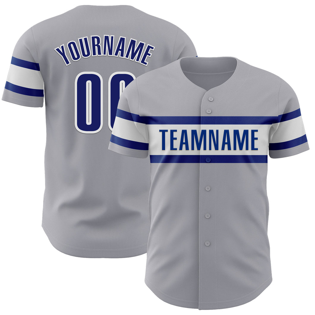 Custom Gray Royal-White Authentic Baseball Jersey