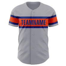 Load image into Gallery viewer, Custom Gray Royal-Orange Authentic Baseball Jersey
