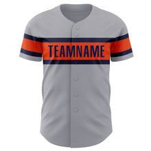 Load image into Gallery viewer, Custom Gray Navy-Orange Authentic Baseball Jersey
