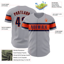 Load image into Gallery viewer, Custom Gray Navy-Orange Authentic Baseball Jersey
