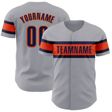 Load image into Gallery viewer, Custom Gray Navy-Orange Authentic Baseball Jersey
