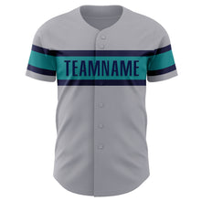 Charger l&#39;image dans la galerie, Custom Gray Navy-Teal Authentic Baseball Jersey
