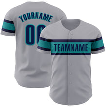 Charger l&#39;image dans la galerie, Custom Gray Navy-Teal Authentic Baseball Jersey
