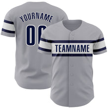 Загрузить изображение в средство просмотра галереи, Custom Gray Navy-White Authentic Baseball Jersey
