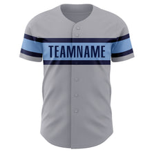 Загрузить изображение в средство просмотра галереи, Custom Gray Navy-Light Blue Authentic Baseball Jersey
