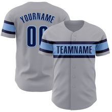 Загрузить изображение в средство просмотра галереи, Custom Gray Navy-Light Blue Authentic Baseball Jersey
