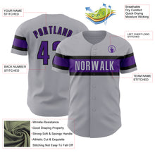 Load image into Gallery viewer, Custom Gray Purple-Black Authentic Baseball Jersey
