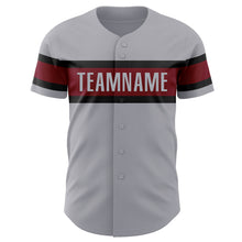 Charger l&#39;image dans la galerie, Custom Gray Crimson-Black Authentic Baseball Jersey
